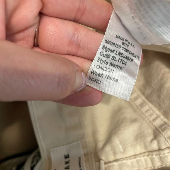 SLVRLAKE London High Rise Frayed Hem Straight Leg Jeans Ecru USA Made Size 27 - Picture 7 of 9